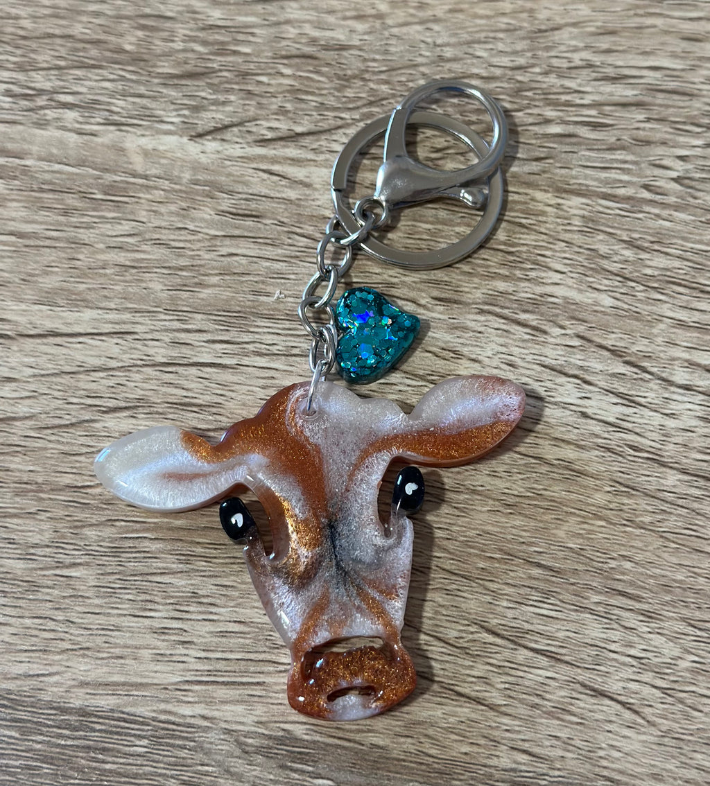 Heifer Cow Head Resin Keyring
