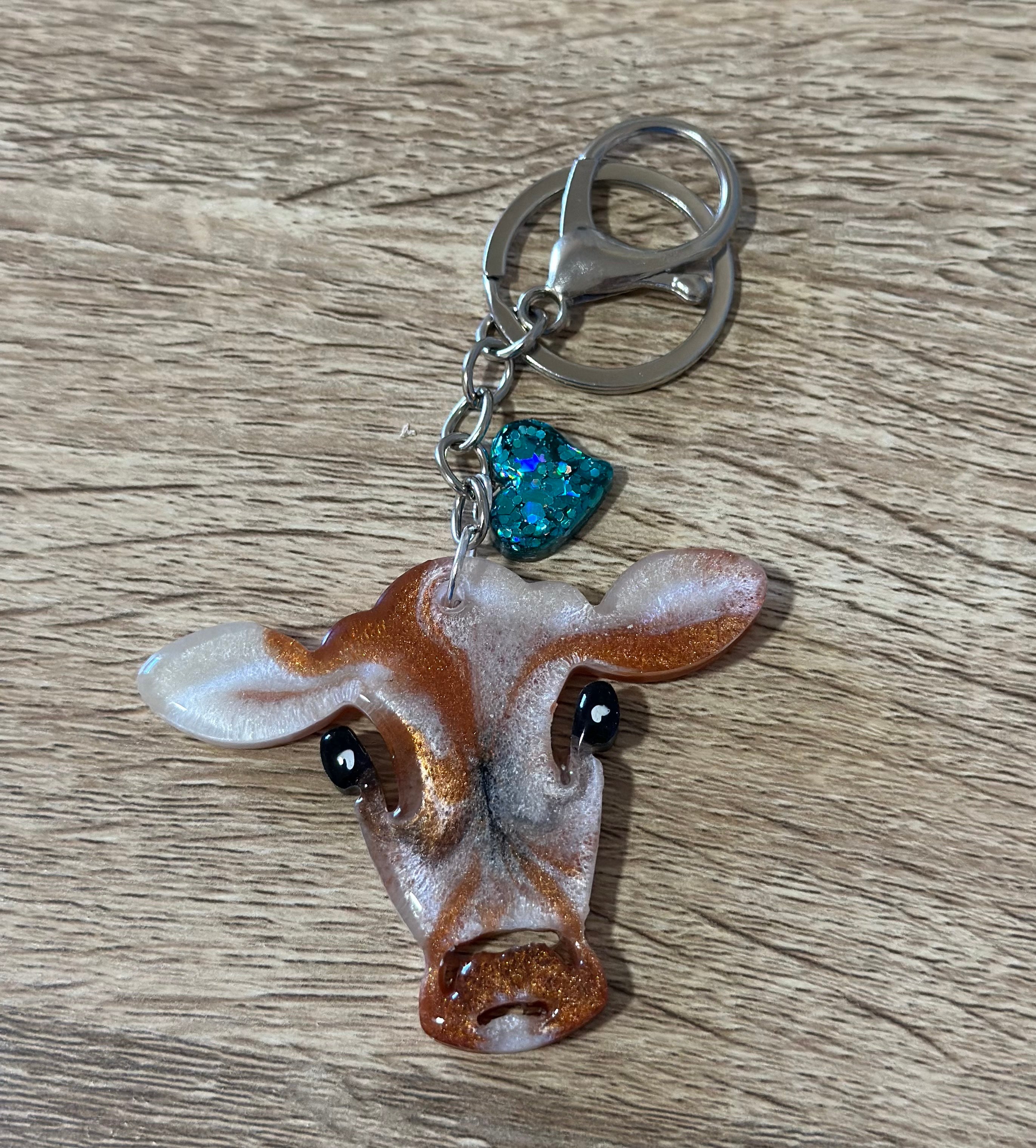 Heifer Cow Head Resin Keyring