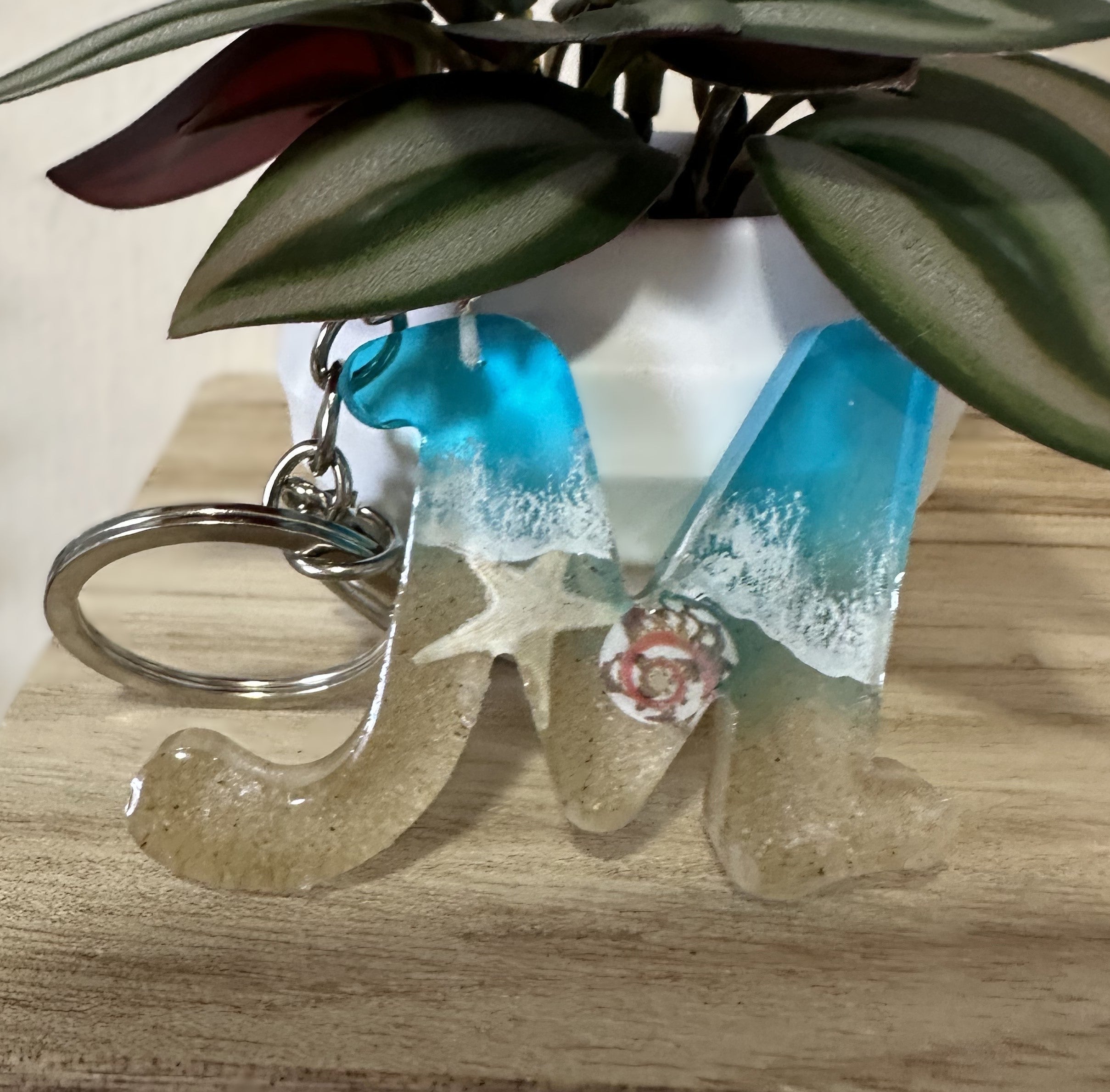 Beach Initial Keyrings