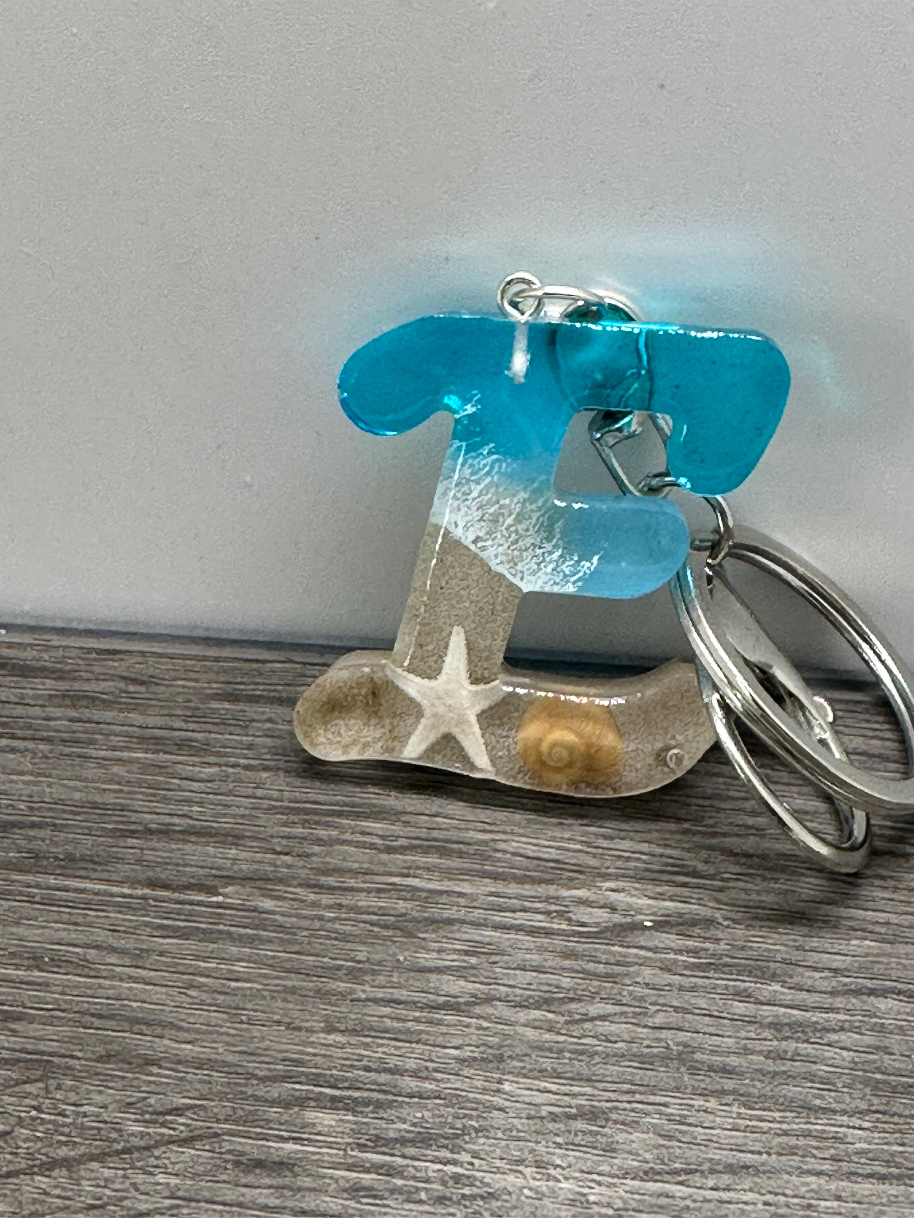 Beach Initial Keyrings