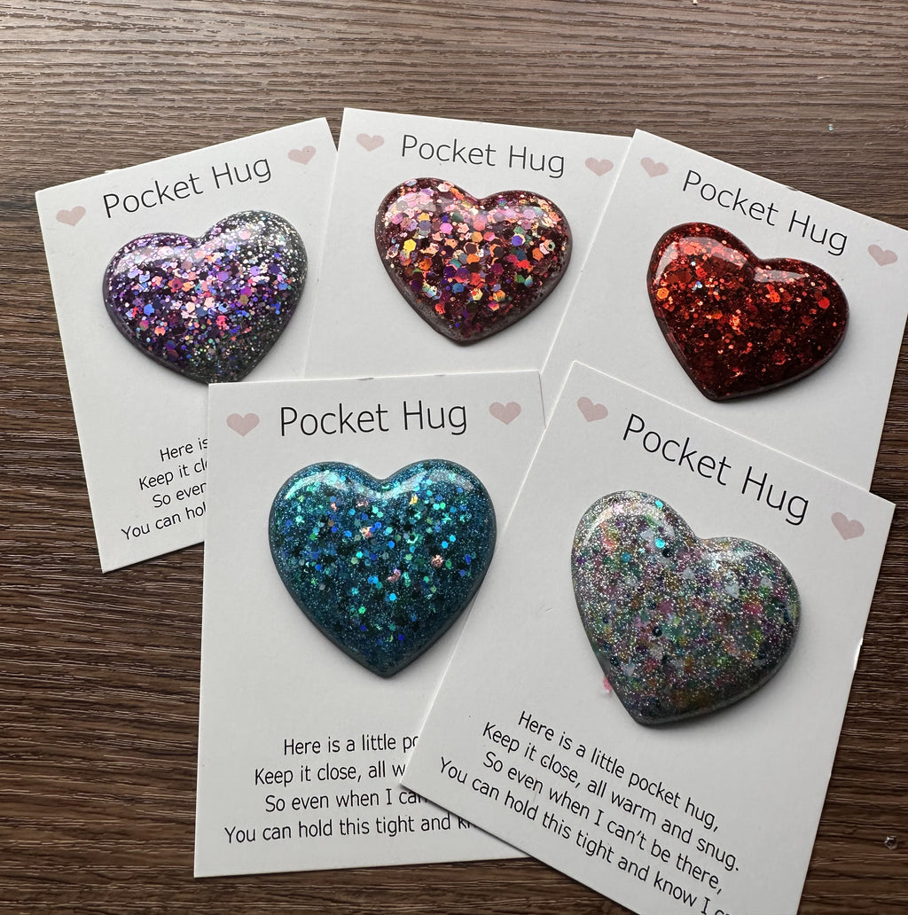 Pocket Hugs - Handcrafted Sparkly Resin Hearts