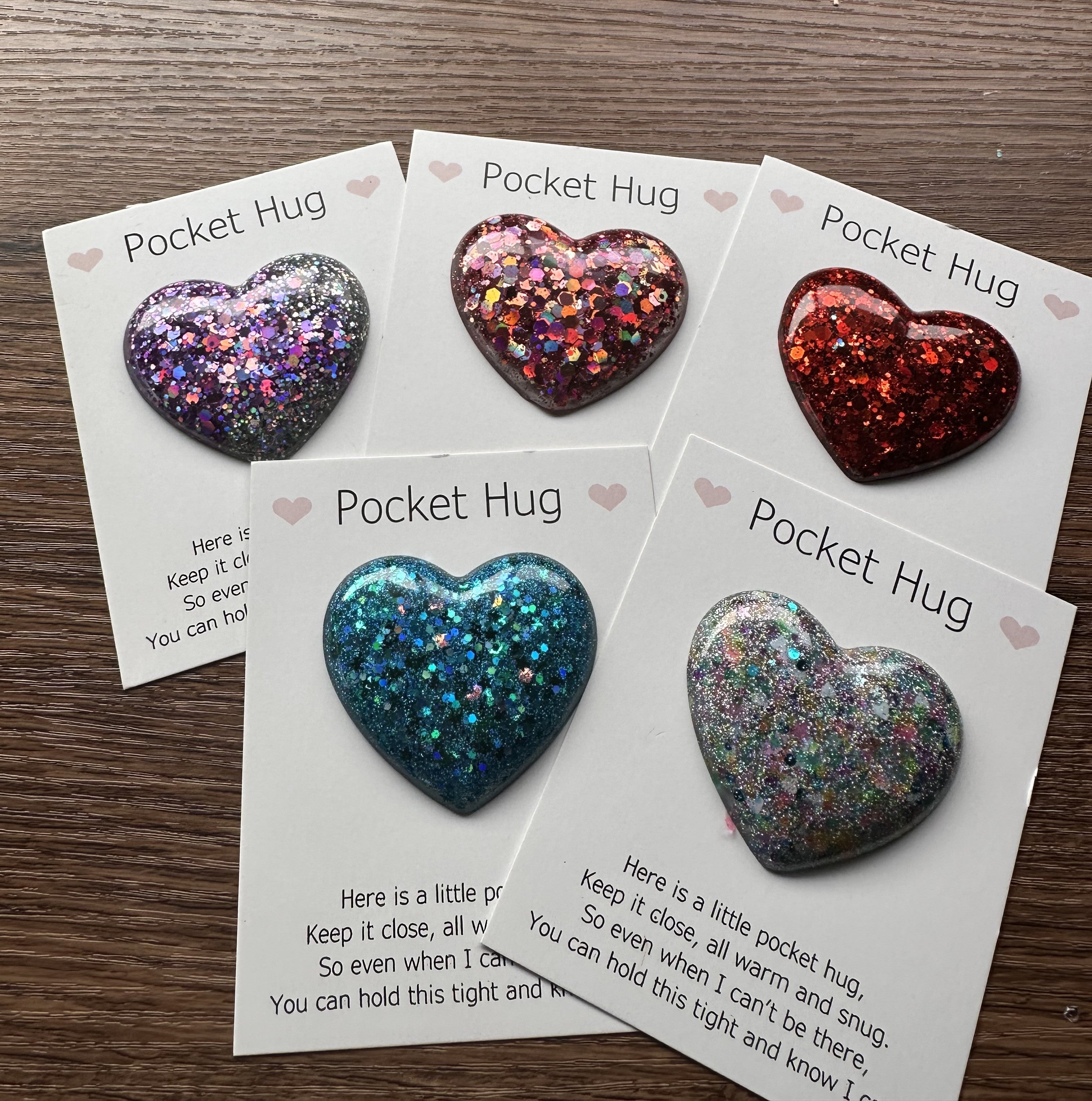 Pocket Hugs - Handcrafted Sparkly Resin Hearts