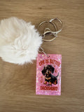 Dog Breed Pom Pom Keyrings