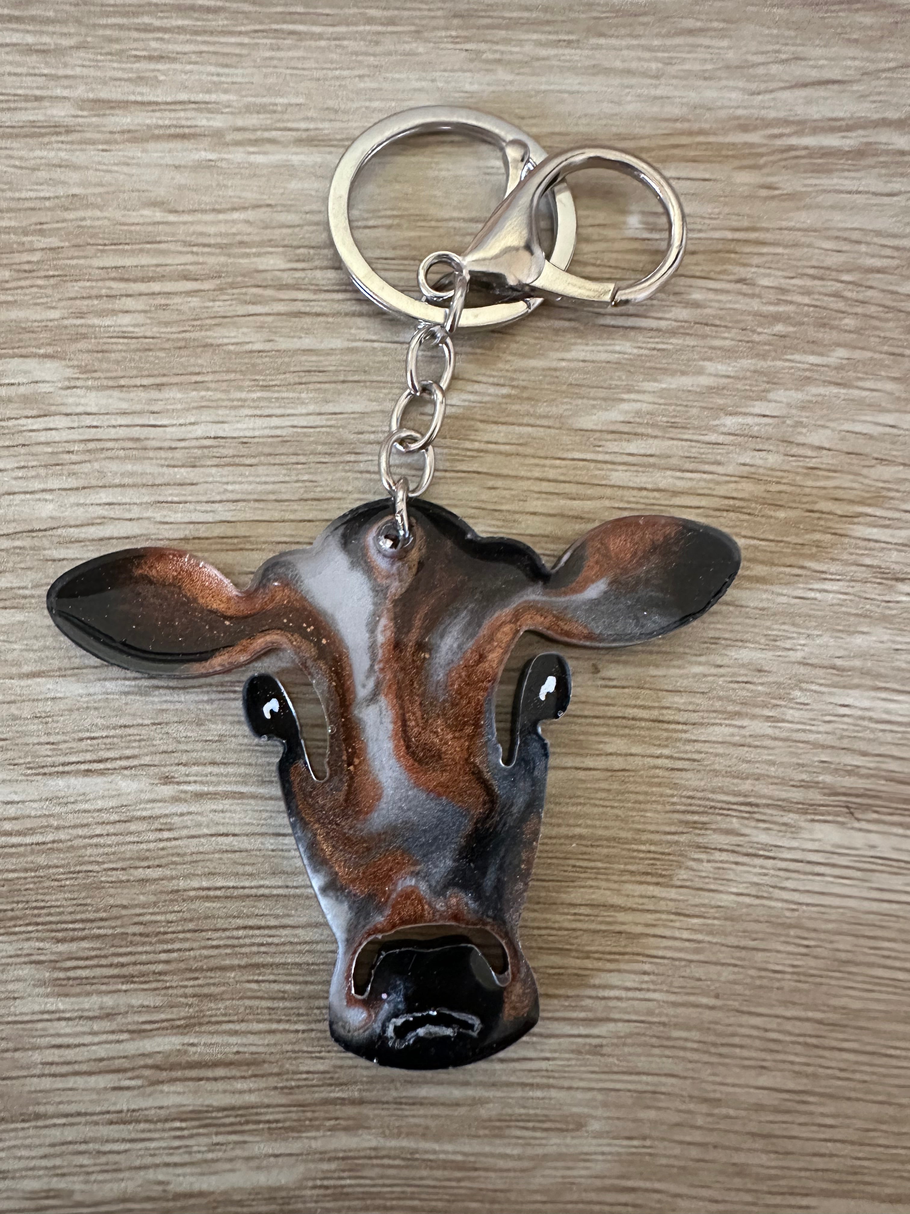 Heifer Cow Head Resin Keyring