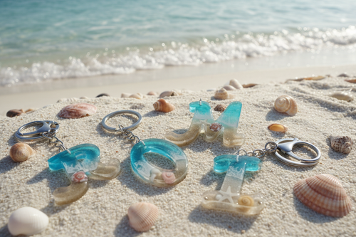 Beach keyrings in beach setting