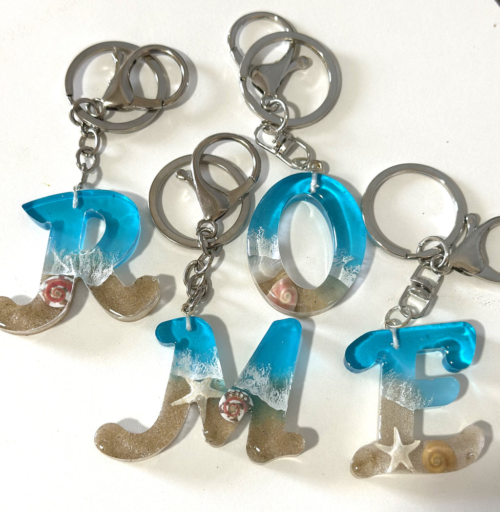 Beach Initial Keyrings