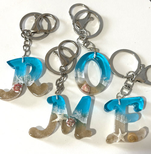 Beach Initial Keyrings