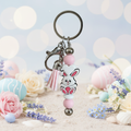 Bunny keyring with Easter background