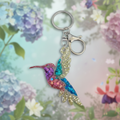 Hummingbird keyring with subtle background