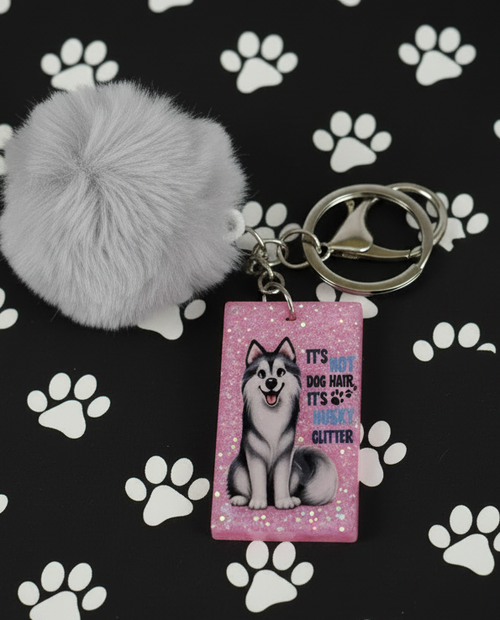 Husky Keyring - Playful Small Paw Prints