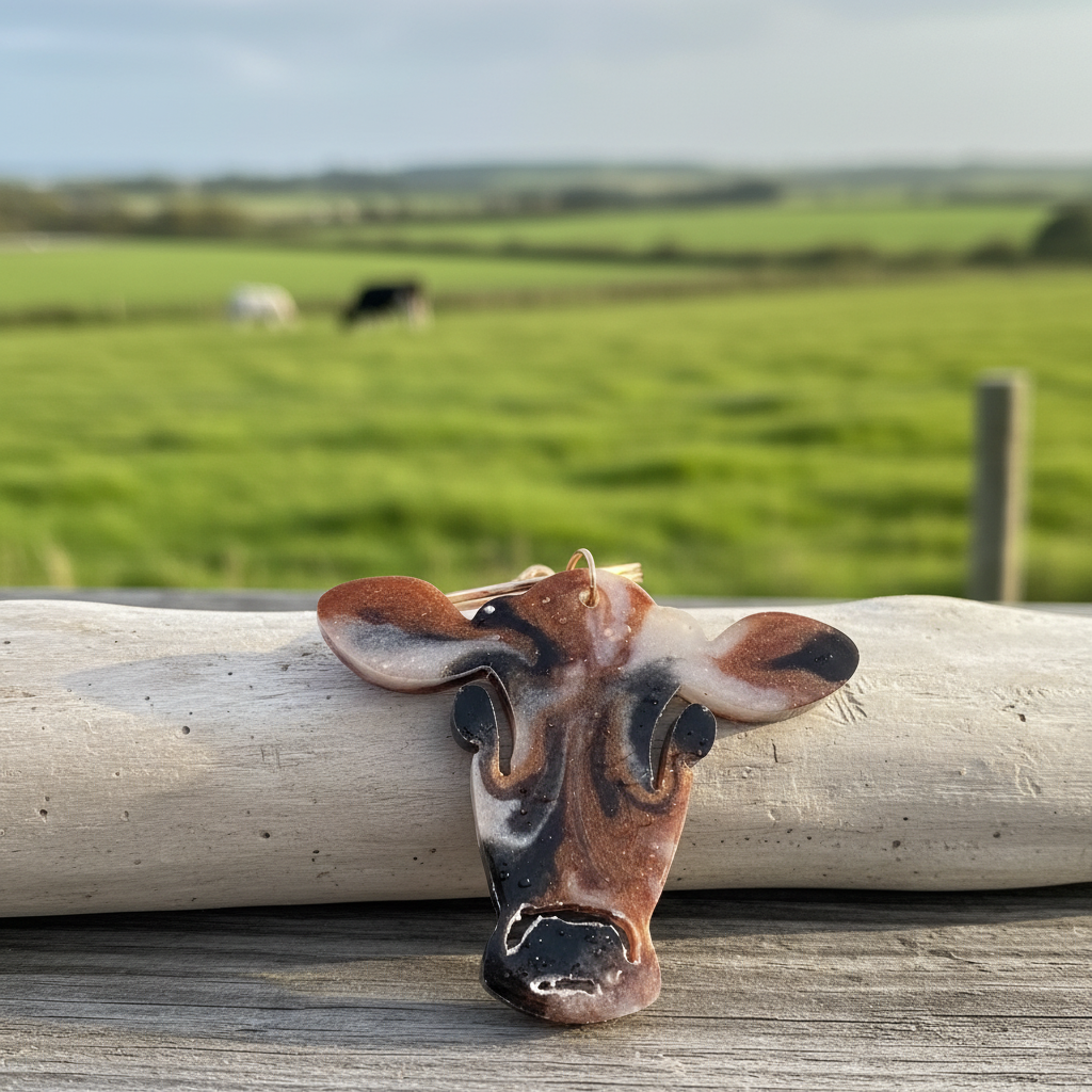 Heifer Cow Head Resin Keyring