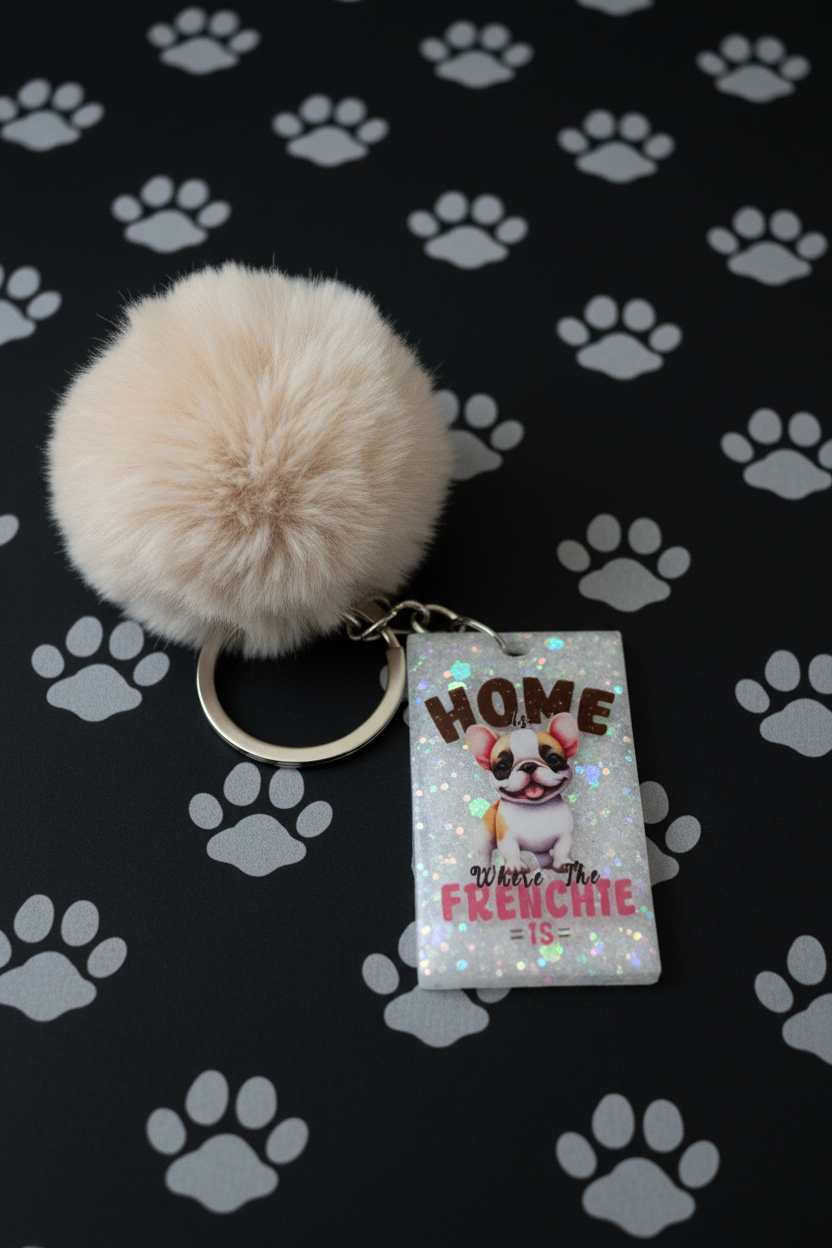 Dog Breed Pom Pom Keyrings