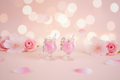 Pink cocktail earrings with complementary background