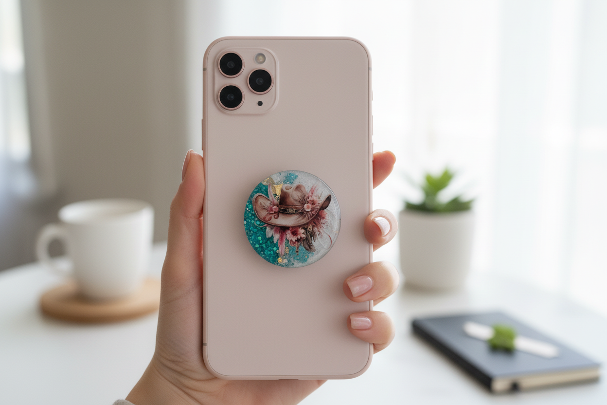 Pop socket on phone