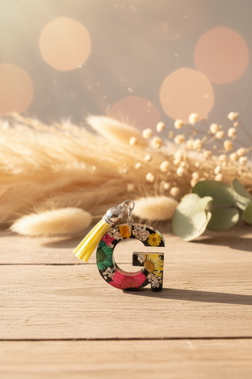 Q keyring with premium background
